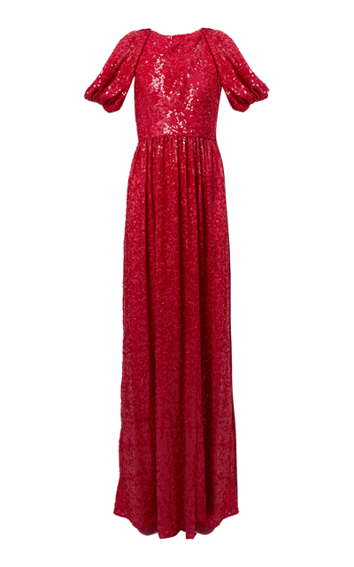 Erdem Shoulder Draped Sequined Gown In Pink