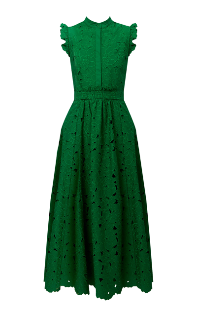 Erdem Cotton-blend Midi Dress In Green