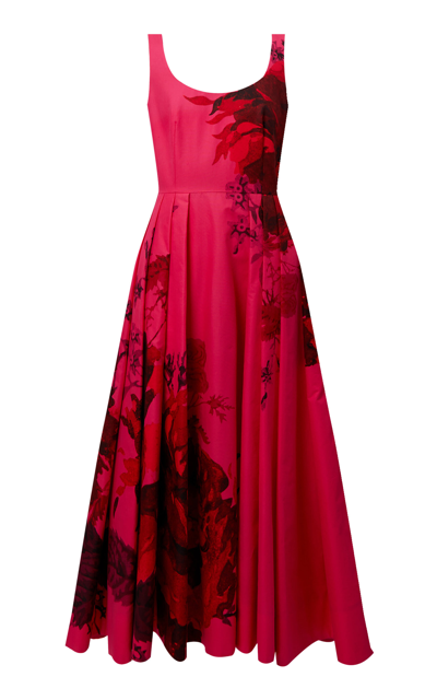 Erdem Floral-printed Scoop Neck Cotton Dress In Pink