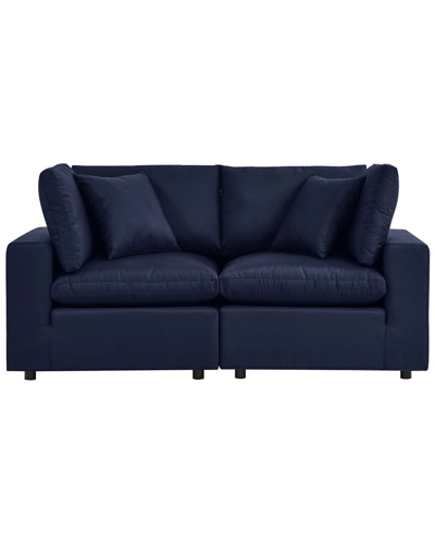 Modway Commix Overstuffed Outdoor Patio Loveseat In Blue