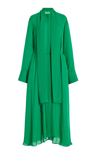 Heirlome Joanna Belted Silk Dress In Emerald