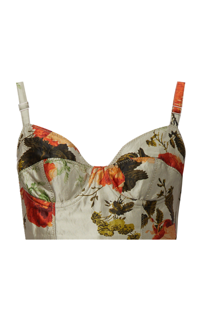 Erdem Floral-printed Bra Top In Silver