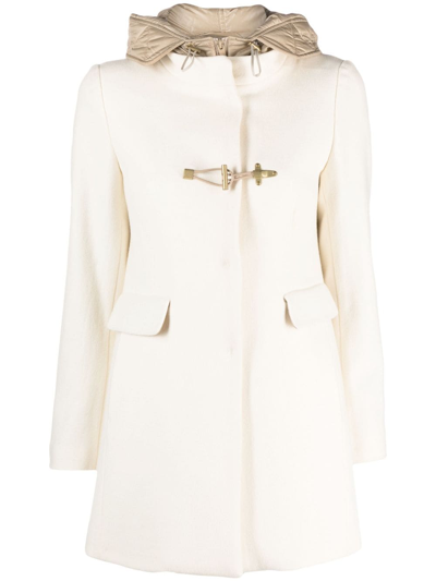 Fay Toggle-fastening Hooded Coat In Milk