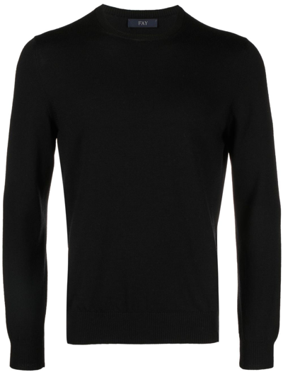 Fay Crew-neck Sweatshirt In Black