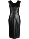 PATRIZIA PEPE PATENT-FINISH SIDE-ZIPS MIDI DRESS