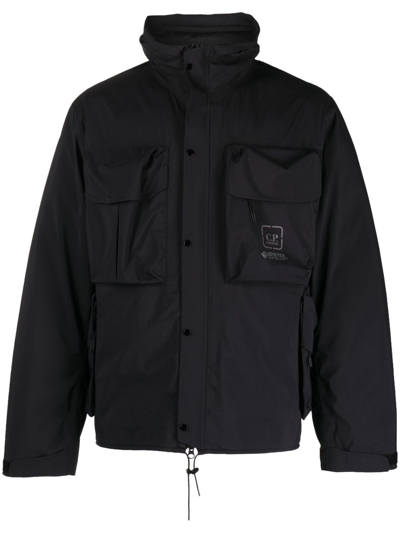 C.p. Company Logo-print Two-pocket Windbreaker In Black