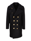 Dsquared2 Black Coat With Double-breasted Fastening And Branded Buttons In Wool Man In Nero