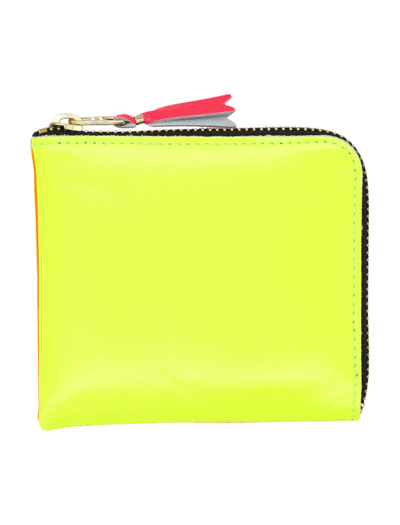 Comme Des Garçons Super Fluo Small Zip Coin Wallet In Yellow Light Orange