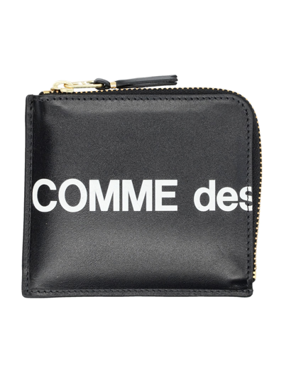 Comme Des Garçons Huge Logo Small Zip Wallet In Black