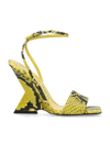 Attico Cheope 110mm Snake-effect Sandals In Fluo Yellow