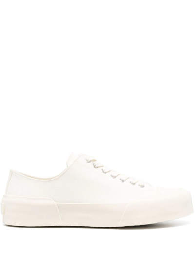 Jil Sander Sneakers Basse In Tela In White