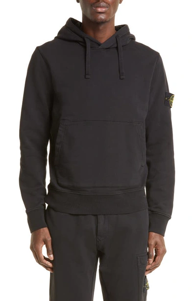 Stone Island Compass-patch Cotton Hoodie In Black