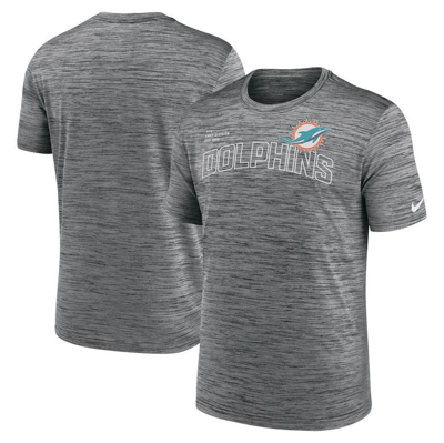 Nike Anthracite Miami Dolphins Velocity Arch Performance T-shirt In Black