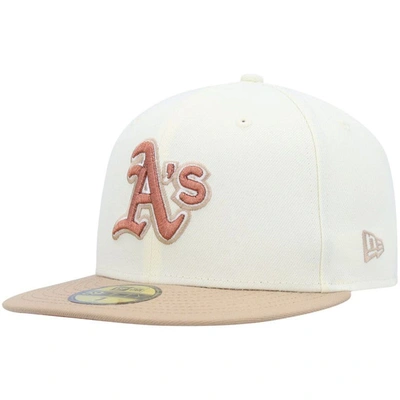New Era Cream Oakland Athletics Chrome Camel Rust Undervisor 59fifty Fitted Hat