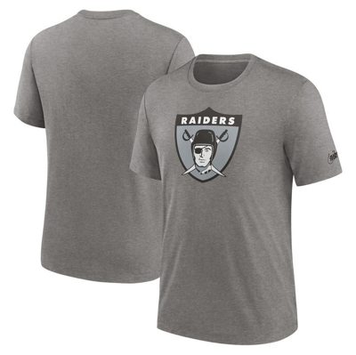 Nike Heather Charcoal Las Vegas Raiders Rewind Logo Tri-blend T-shirt In Grey