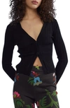 Cynthia Rowley V-neck Cotton Cardigan In Black