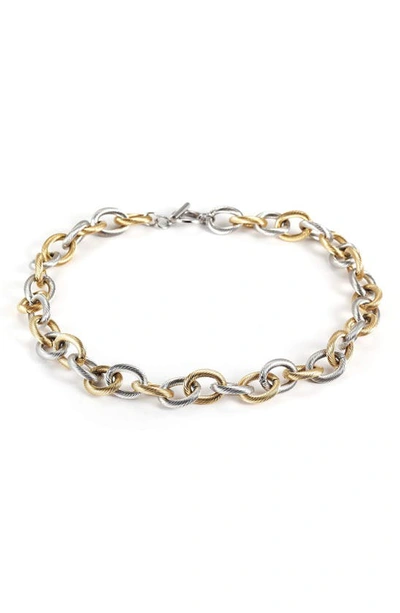 Jane Basch Designs Two-tone Cable Chain Necklace In Silver And Gold