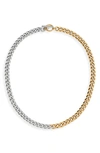 JANE BASCH DESIGNS TWO-TONE CUBAN LINK CHAIN NECKLACE