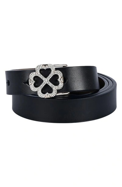 Kate Spade Pavé Spade Flower Belt In Black