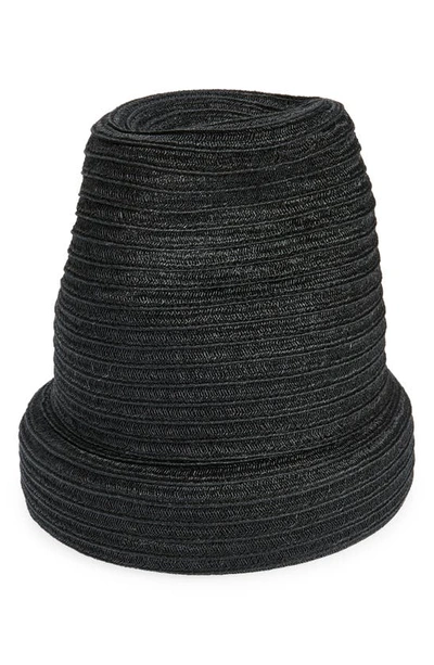 Esenshel Yoko Cuff Woven Hat In Black
