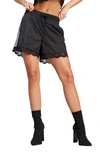 Adidas Originals 3-stripes Lace Trim Recycled Polyester Shorts In Black