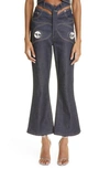 Area Butterfly Raw Cotton Denim Crop Jeans In Dark Indigo