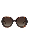 Carolina Herrera 52mm Square Sunglasses In Havana White/ Brown Gradient