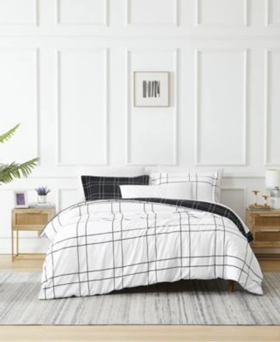 Southshore Fine Linens Urban Grid Oversized Comforter Set Collection In Black