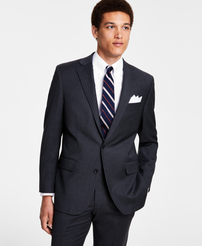 Brooks Brothers B By  Men's Classic-fit Stretch Pinstripe Wool Blend Suit Jackets In Grey Pinstripe