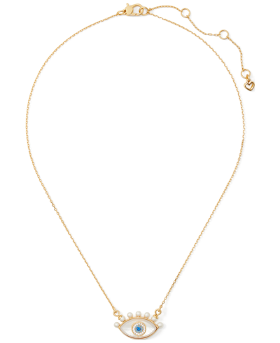 Kate Spade Gold-tone Mixed Stone Evil Eye Pendant Necklace, 16" + 3"' Extender In Cream Multi
