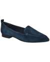 Bella Vita Alessi Pointed Toe Loafer In Navy Suede Leather