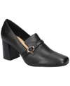 Bella Vita Ashton Block Heel Buckle Strap Pump In Black Leather
