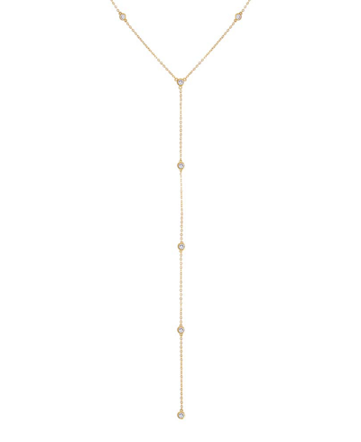 By Adina Eden 14k Gold-plated Sterling Silver Cubic Zirconia Lariat Necklace, 20" + 2" Extender