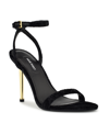 Nine West Women's Reina Almond Toe Stiletto Dress Sandals In Black Velvet - Textile