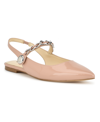 Nine West Brulia Slingback Pointed Toe Flat In Light Natural Patent