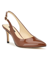 Nine West Menora 3 Womens Patent Pointed Toe Slingback Heels In Brown Patent