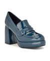 Nine West Verge Loafer Pump In Teal Blue Patent