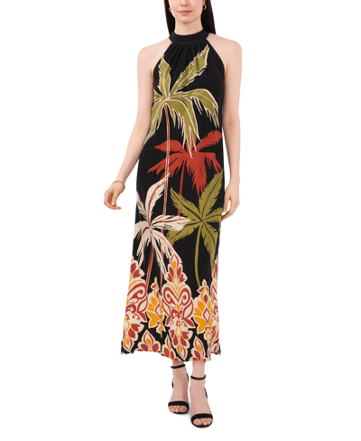 Vince Camuto Women's Printed Halter Maxi Dress In Rich Black