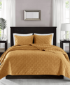 Madison Park Harper Quilted Velvet 3-pc. Quilt Set, King/california King In Mustard