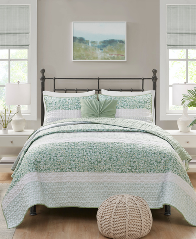 MADISON PARK CARALIE SEERSUCKER 4 PIECE QUILT SET, KING/CALIFORNIA KING