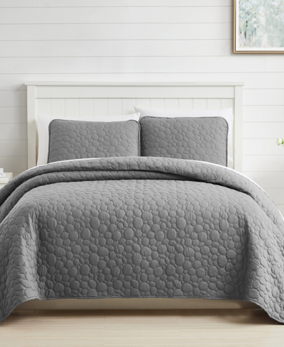 Southshore Fine Linens Pebbles 3 Piece Quilt Set, Queen In Gray