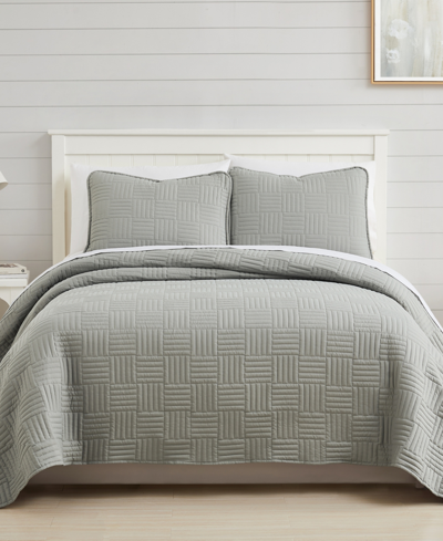 Southshore Fine Linens Grid 2 Piece Quilt Set, Twin In Gray