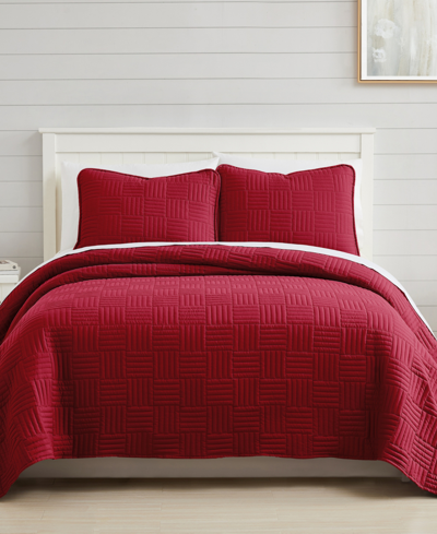 Southshore Fine Linens Grid 3 Piece Quilt Set, Queen In Red