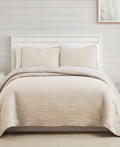 Southshore Fine Linens Grid 3-pc. Quilt Set, King In Taupe