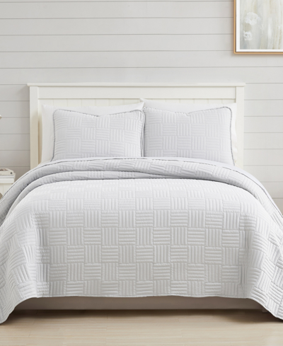 Southshore Fine Linens Grid 3 Piece Quilt Set, Queen In White