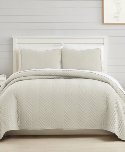 Southshore Fine Linens Solid Color Chevron 2-pc. Quilt Set, Twin In Cream