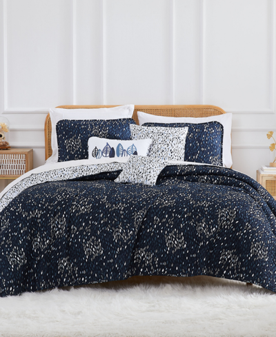 Southshore Fine Linens Botanical Leaves 5 Piece Quilt Set, Twin In Blue