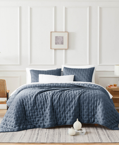 Southshore Fine Linens Luxurious 100% Viscose 3-pc. Quilt Set, Queen In Steel Blue
