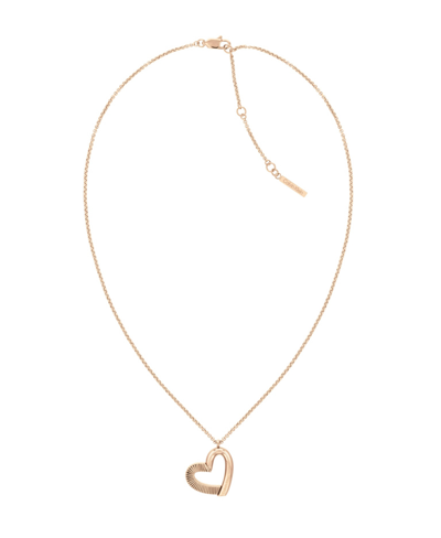 Calvin Klein Women's Stainless Heart Necklace In Carnation Gold Tone