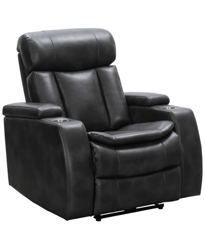 Abbyson Living Zackary Leather Theater Power Recliner With Power Headrest In Black